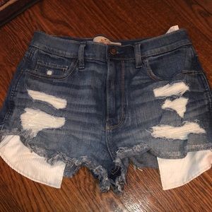 High waist distressed jean shorts